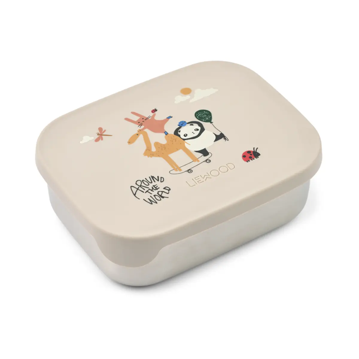 Liewood Arthur Lunchbox „Around the world / Sandy“, Edelstahl mit Silikon-Deckel