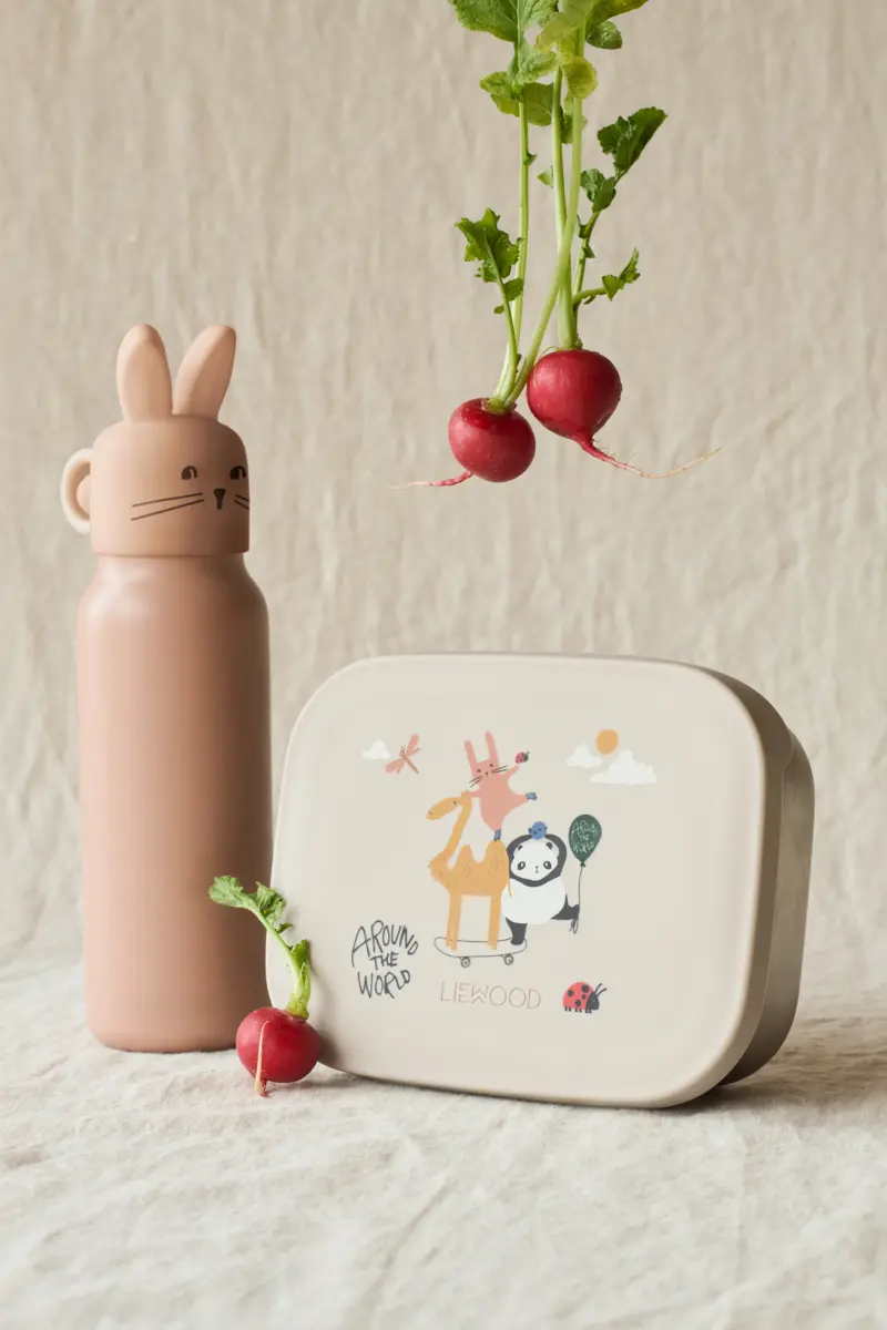 Liewood Arthur Lunchbox „Around the world / Sandy“, Edelstahl mit Silikon-Deckel