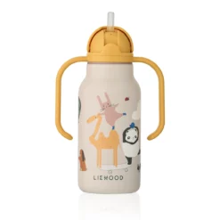 Liewood Edelstahl Trinkflasche Kimmie „Around the world / Sandy“ mit Griffen