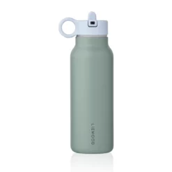 Liewood Falk Edelstahl Trinkflasche mit Tierdeckel „Krokodil Peppermint / Garden green