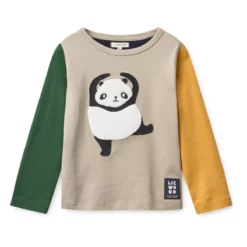Liewood Langarm Kinder-T-Shirt Apia „Panda / Mist / Classic navy multi mix“