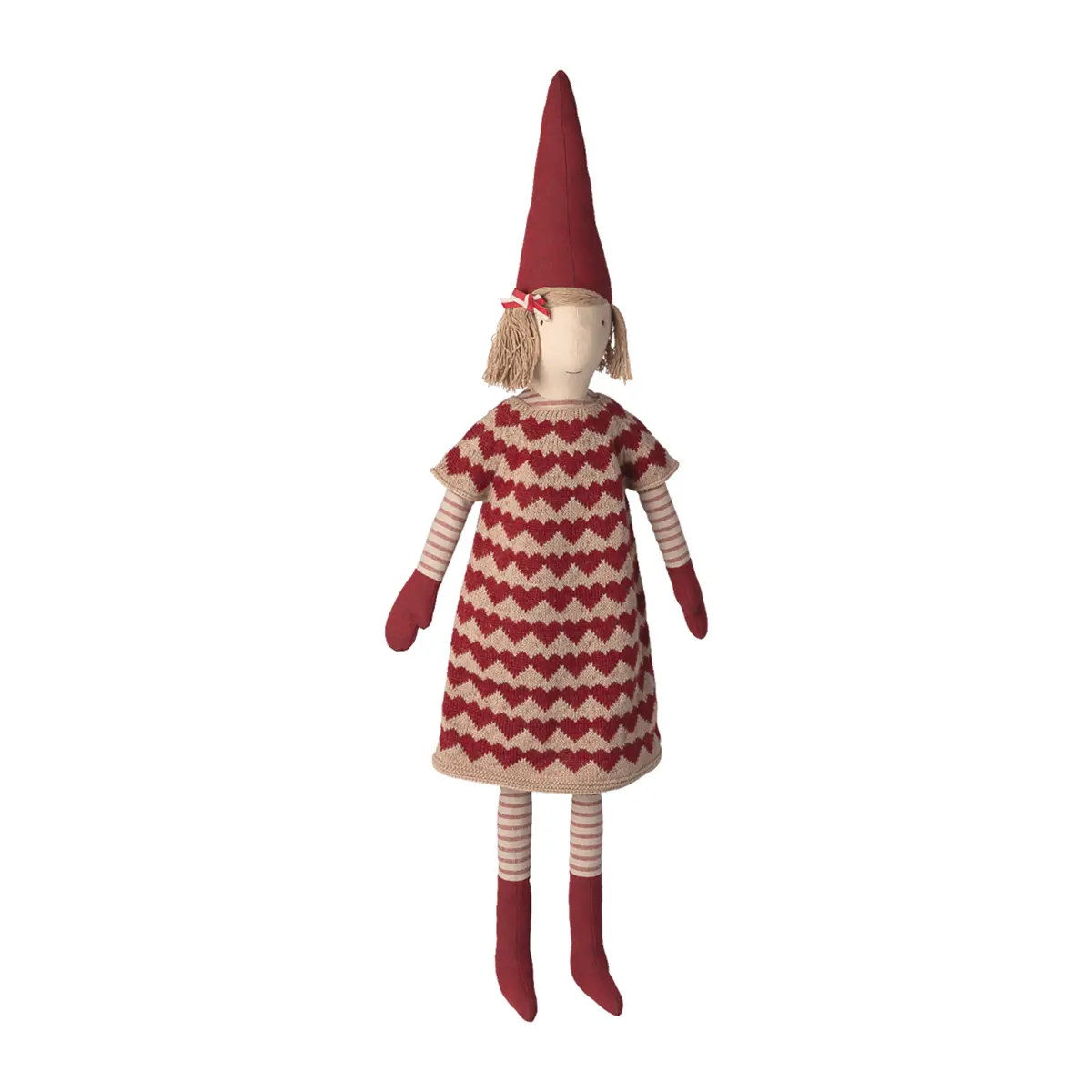 Maileg Pixy, Gr. 5 - Weihnachtswichtel Mädchen - Strickkleid, H84cm