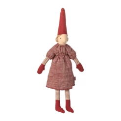 Maileg Pixy, Größe 2 - Weihnachtswichtel Mädchen - Rotes Kleid H31cm