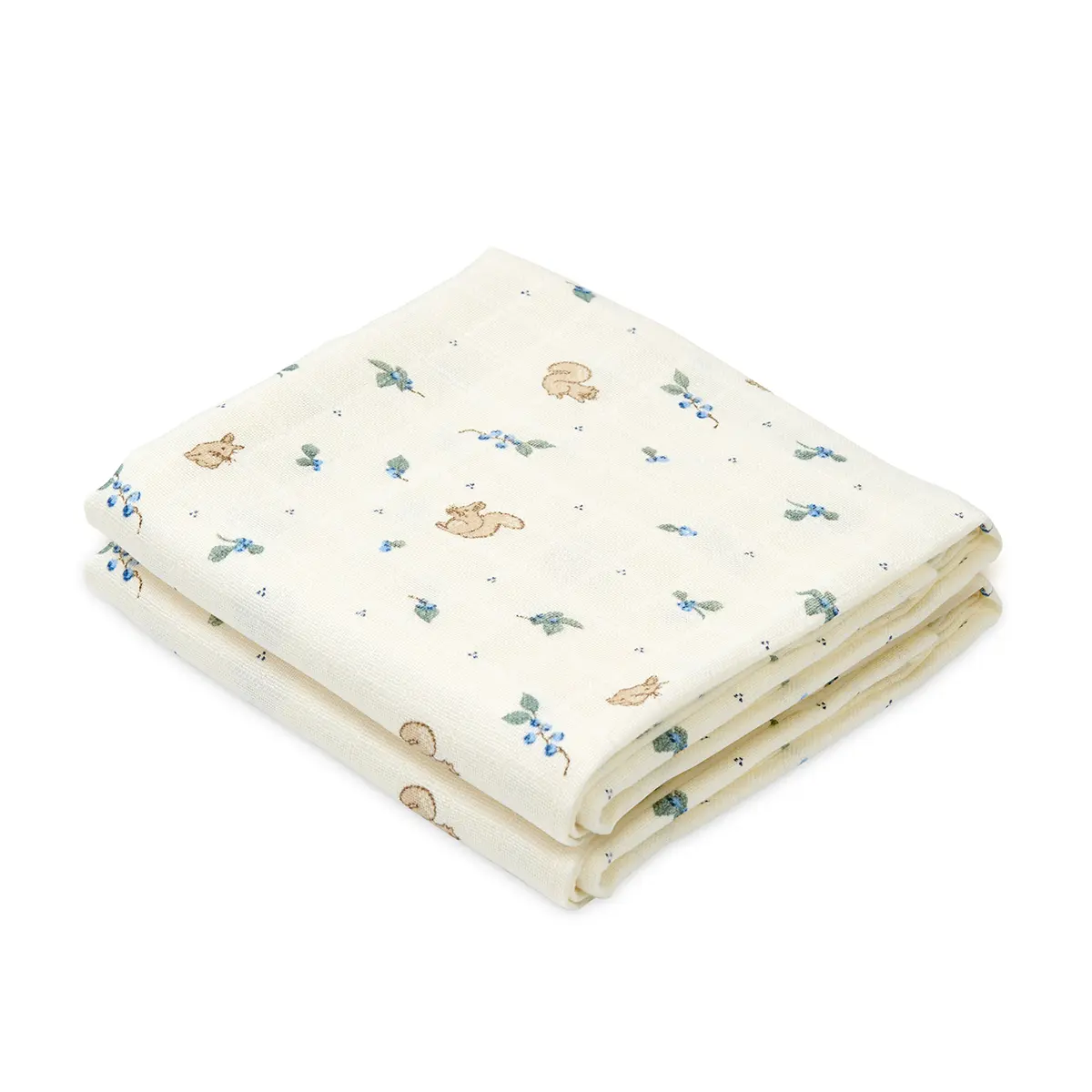 Cam Cam Musselintuch „Blueberries“, 2er-Set, GOTS, 70x70cm