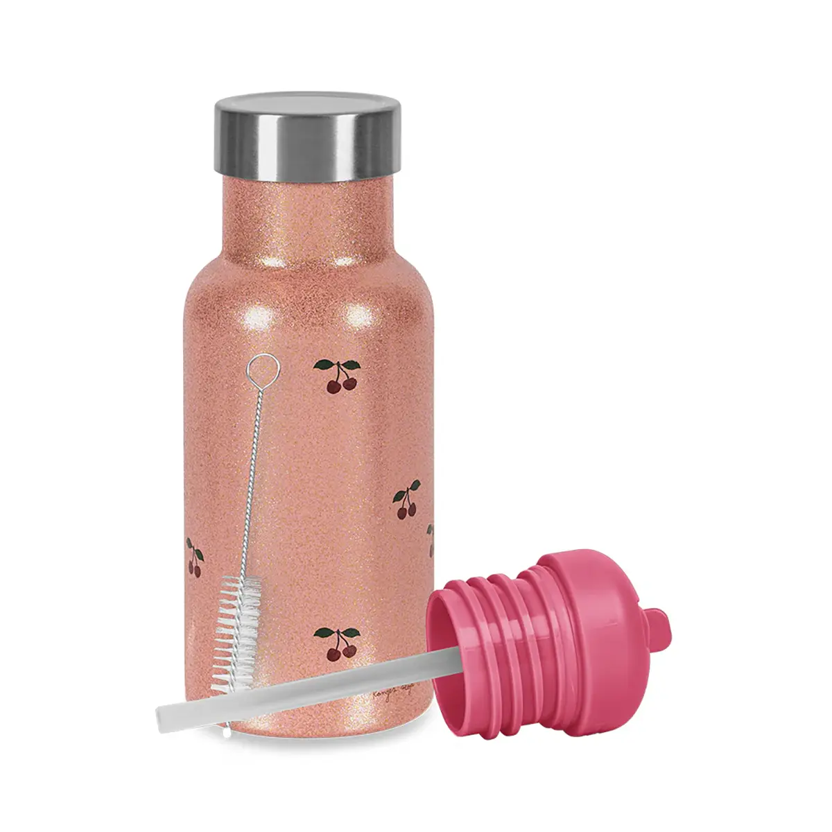 Konges Sløjd Edelstahl-Trinkflasche „Cherry / Glitzer“ 350ml