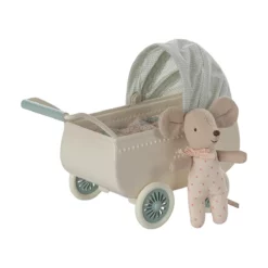 Magen Puppen-Kinderwagen mit Babymaus, Minze