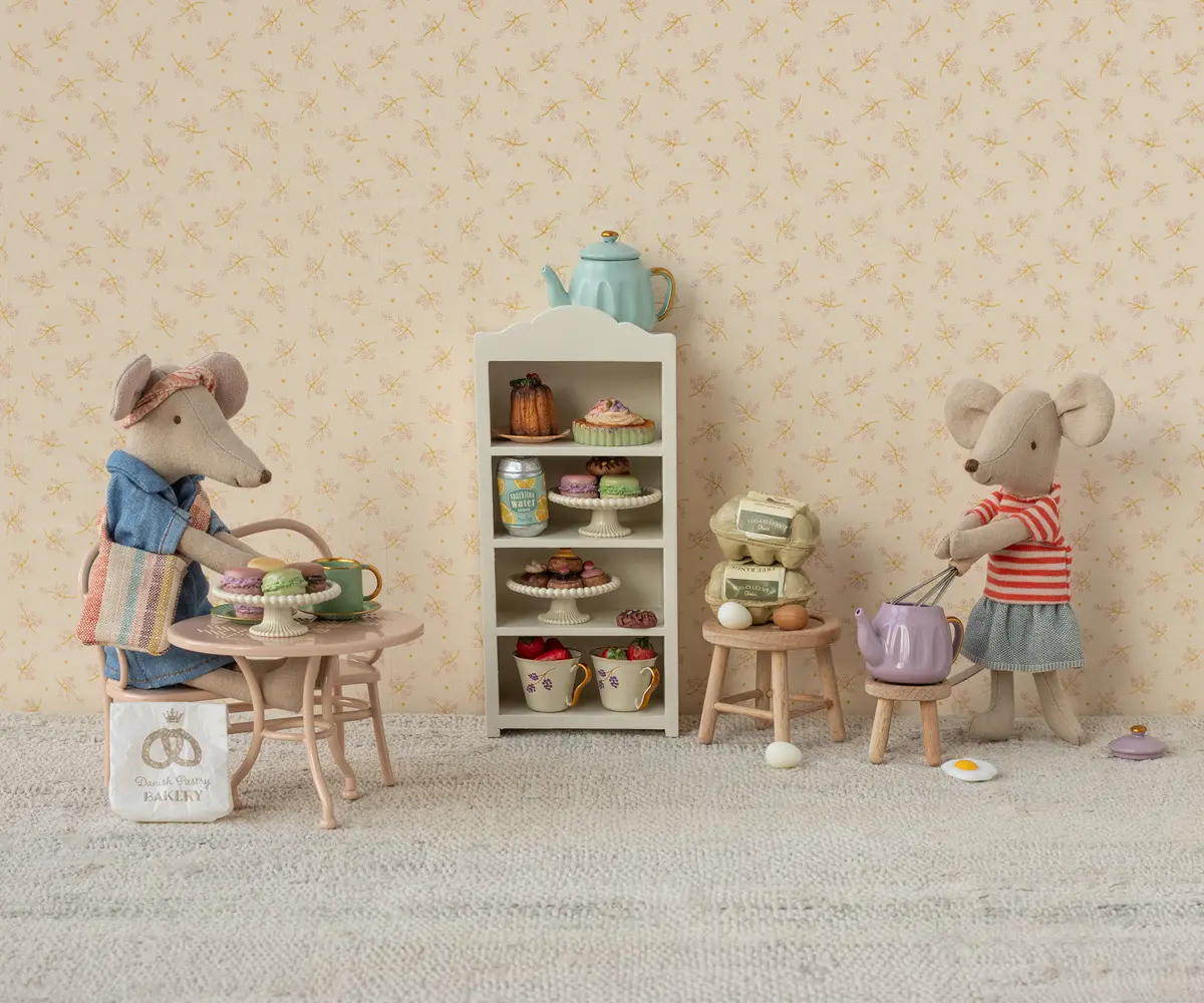 Magen Puppenhaus Café-Tisch-Set, Maus, Groß, Blassrosa