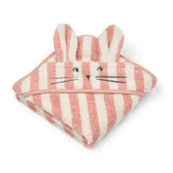 Liewood Kapuzenhandtuch Albert „Coral blush / Creme de la creme stripe“