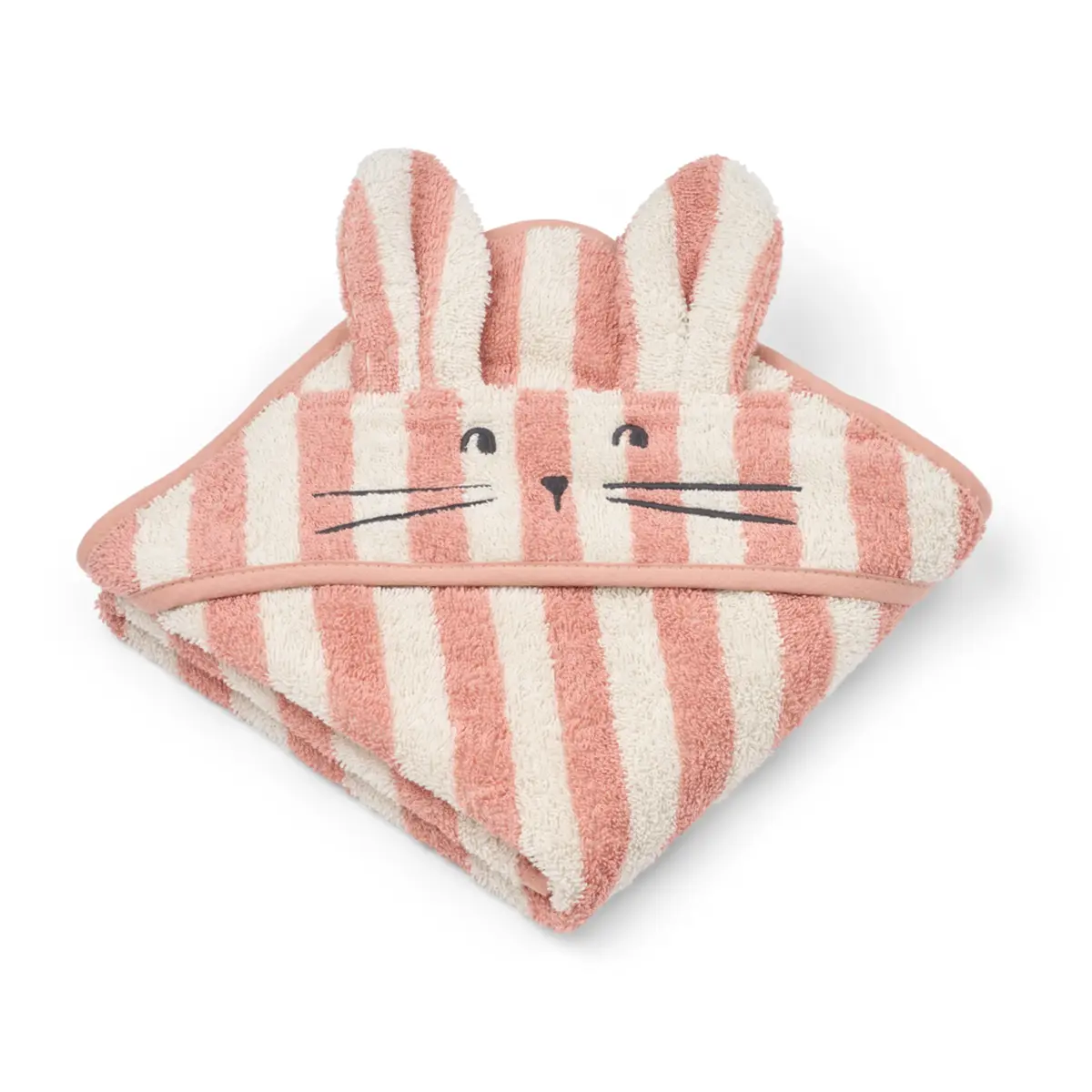 Liewood Kapuzenhandtuch Albert „Coral blush / Creme de la creme stripe“