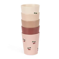 Konges Sløjd Kinder-Becher-Set „Cherry Mix“ aus PET, 5er-Set, H9cm
