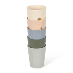 Konges Sløjd Kinder-Becher-Set „Lemon Mix“ aus PET, 5er-Set, H9cm