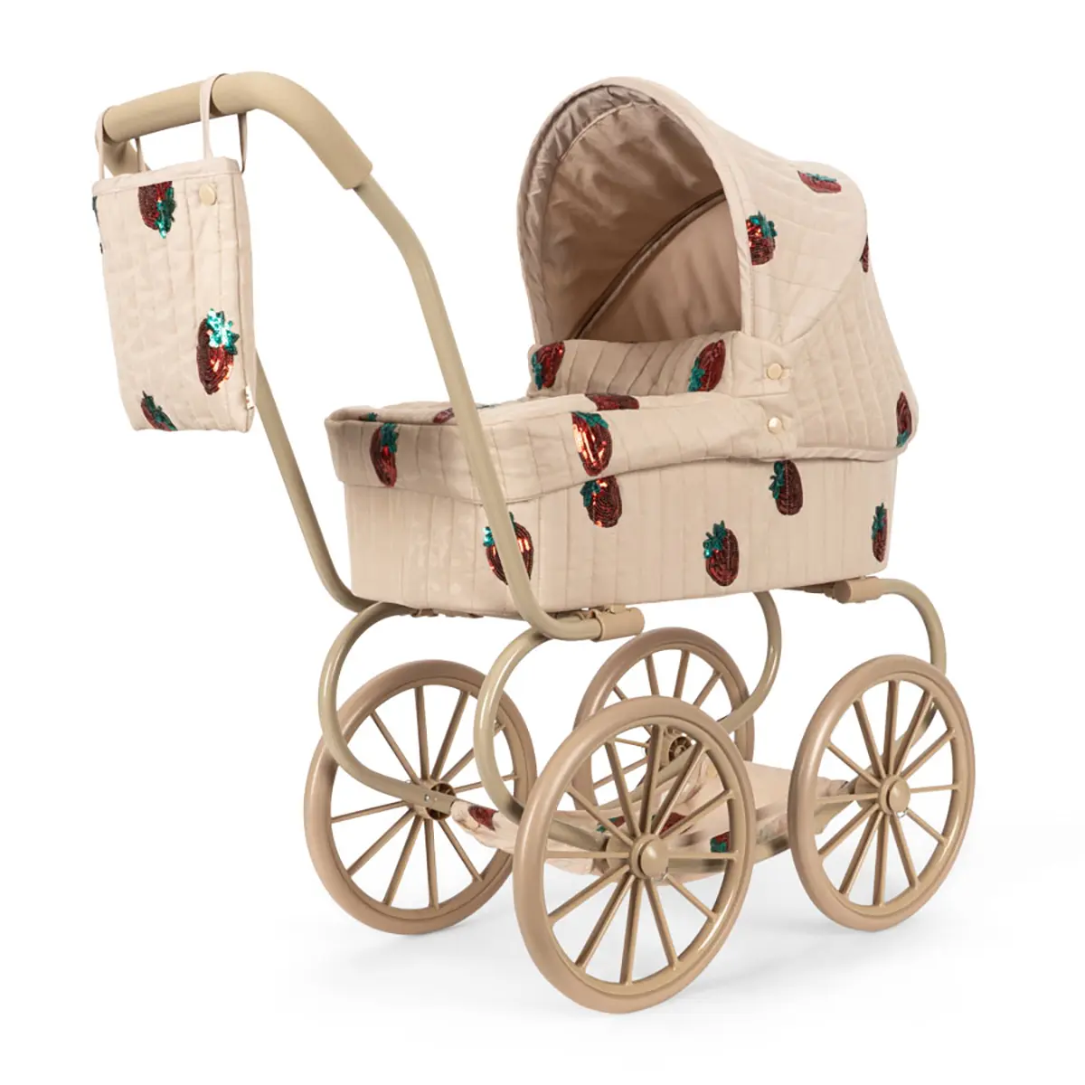 Konges Sløjd Minnie Puppenwagen mit Tüll und Pailetten „Strawberry“, niedrige Version