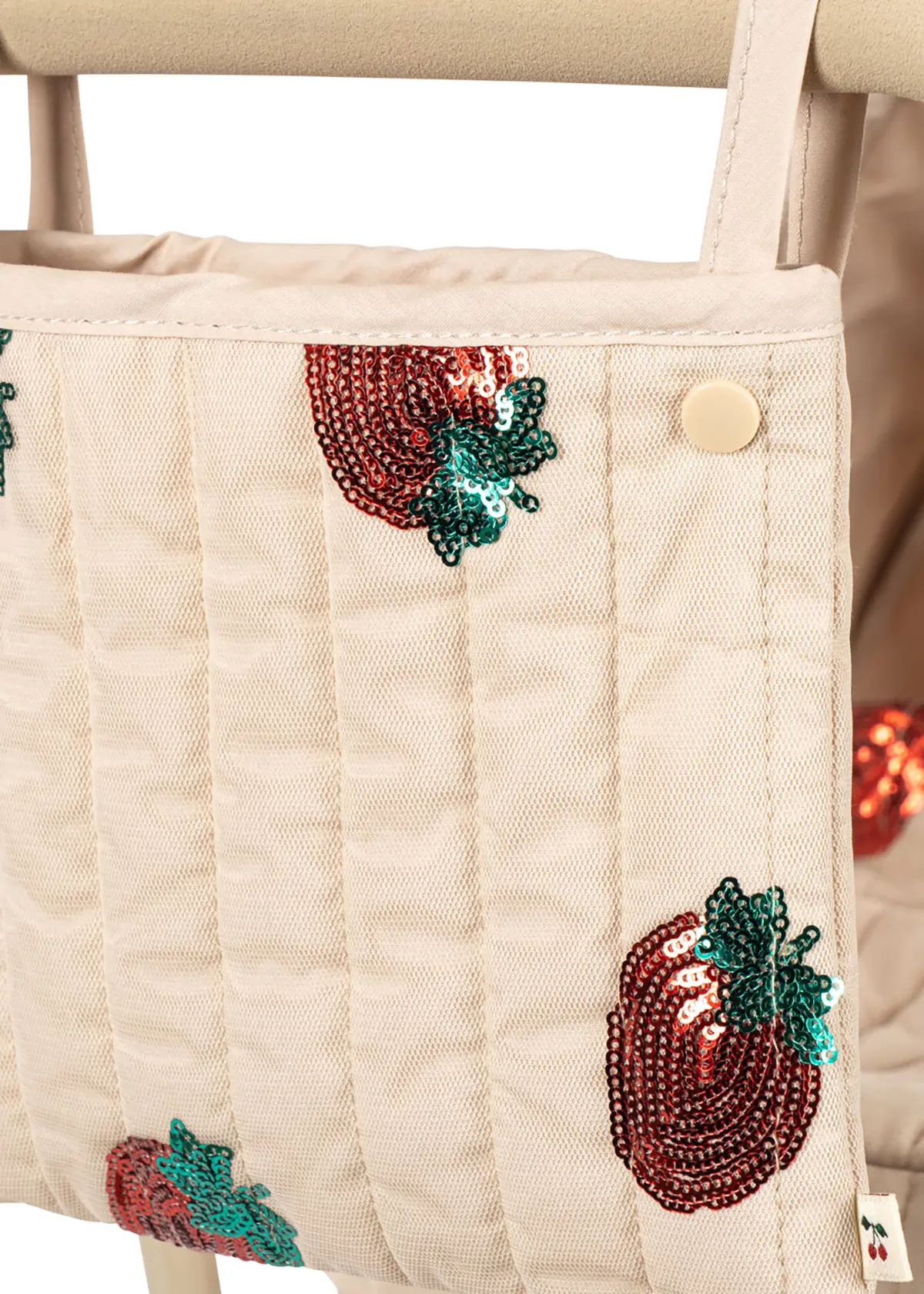 Konges Sløjd Minnie Puppenwagen mit Tüll und Pailetten „Strawberry“, niedrige Version