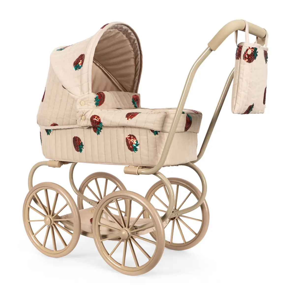 Konges Sløjd Minnie Puppenwagen mit Tüll und Pailetten „Strawberry“, niedrige Version