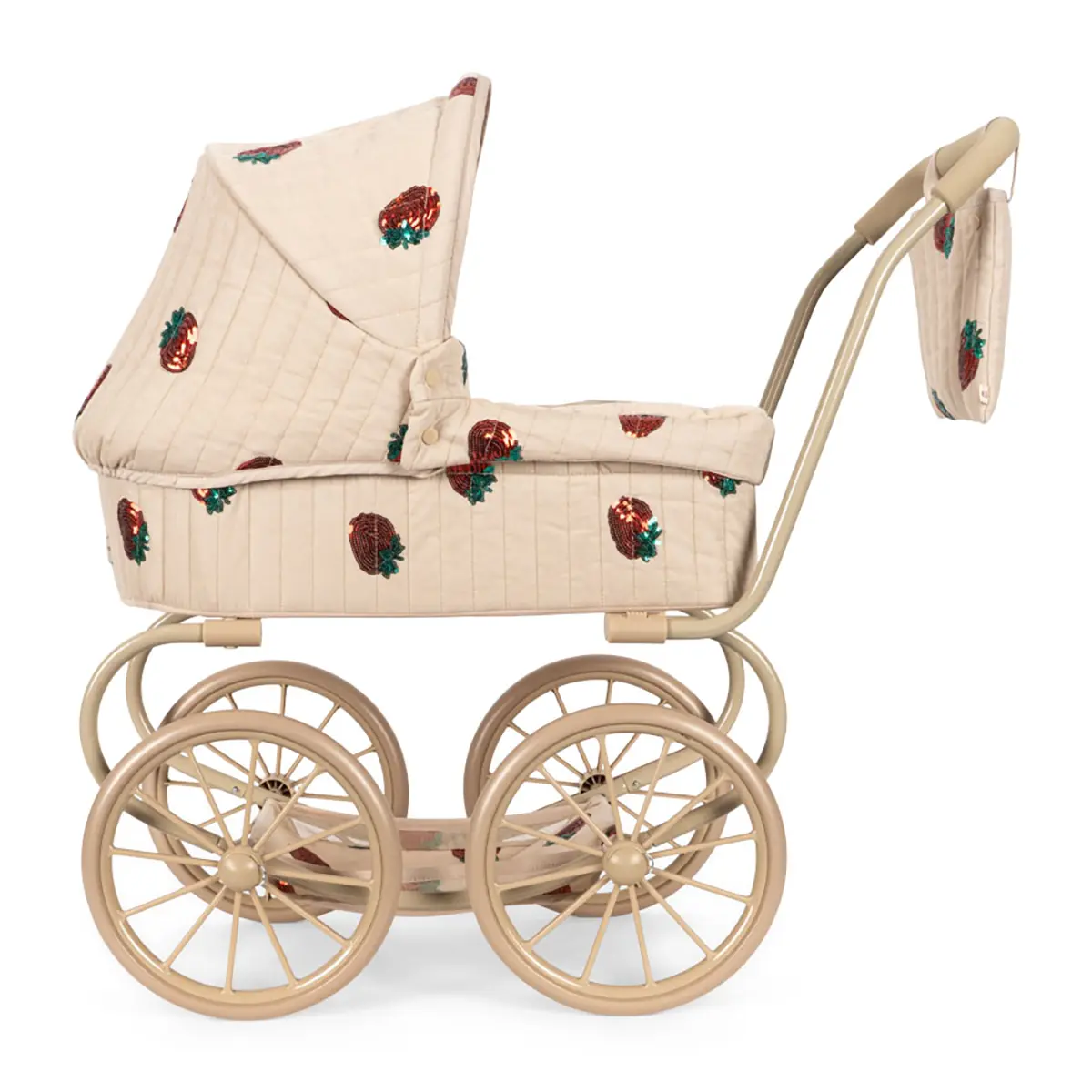 Konges Sløjd Minnie Puppenwagen mit Tüll und Pailetten „Strawberry“, niedrige Version