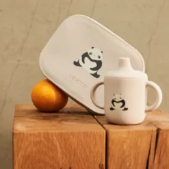 Liewood Arthur Lunchbox „Panda / Sandy / dark grey“, Edelstahl mit Silikon-Deckel – Bild 3