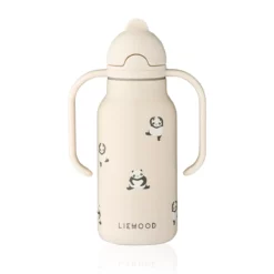 Liewood Edelstahl Trinkflasche Kimmie „Mini panda / Sandy mit Griffen“