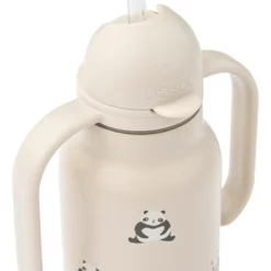 Liewood Edelstahl Trinkflasche Kimmie „Mini panda / Sandy mit Griffen“