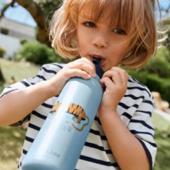 Liewood Falk Edelstahl Trinkflasche „Tiger / Beach blue“ 500ml, Large