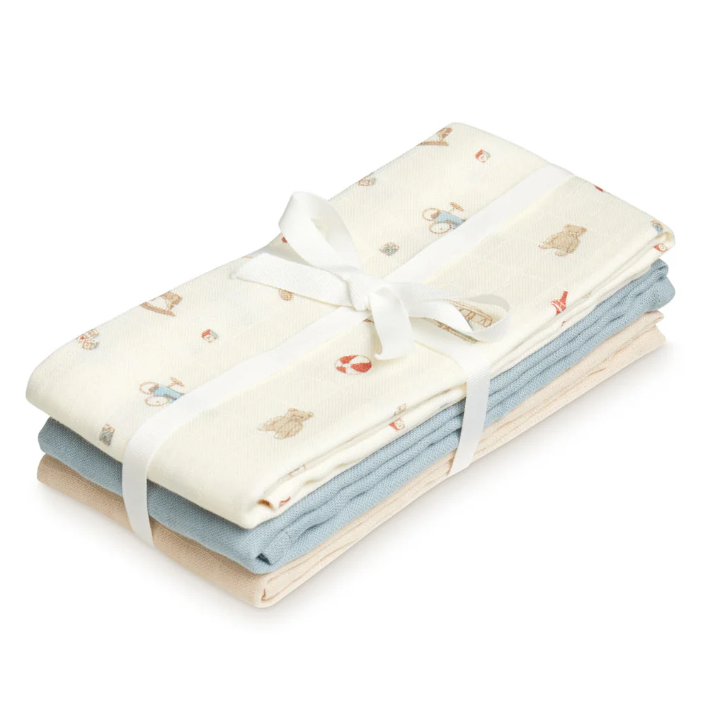Cam Cam Mulltuch „Vintage Toys“, 3er-Set, GOTS, 70x70cm