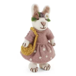 Gry & Sif Hasenfamilie „weißer Hase mit Haarband und Tasche“ H12cm