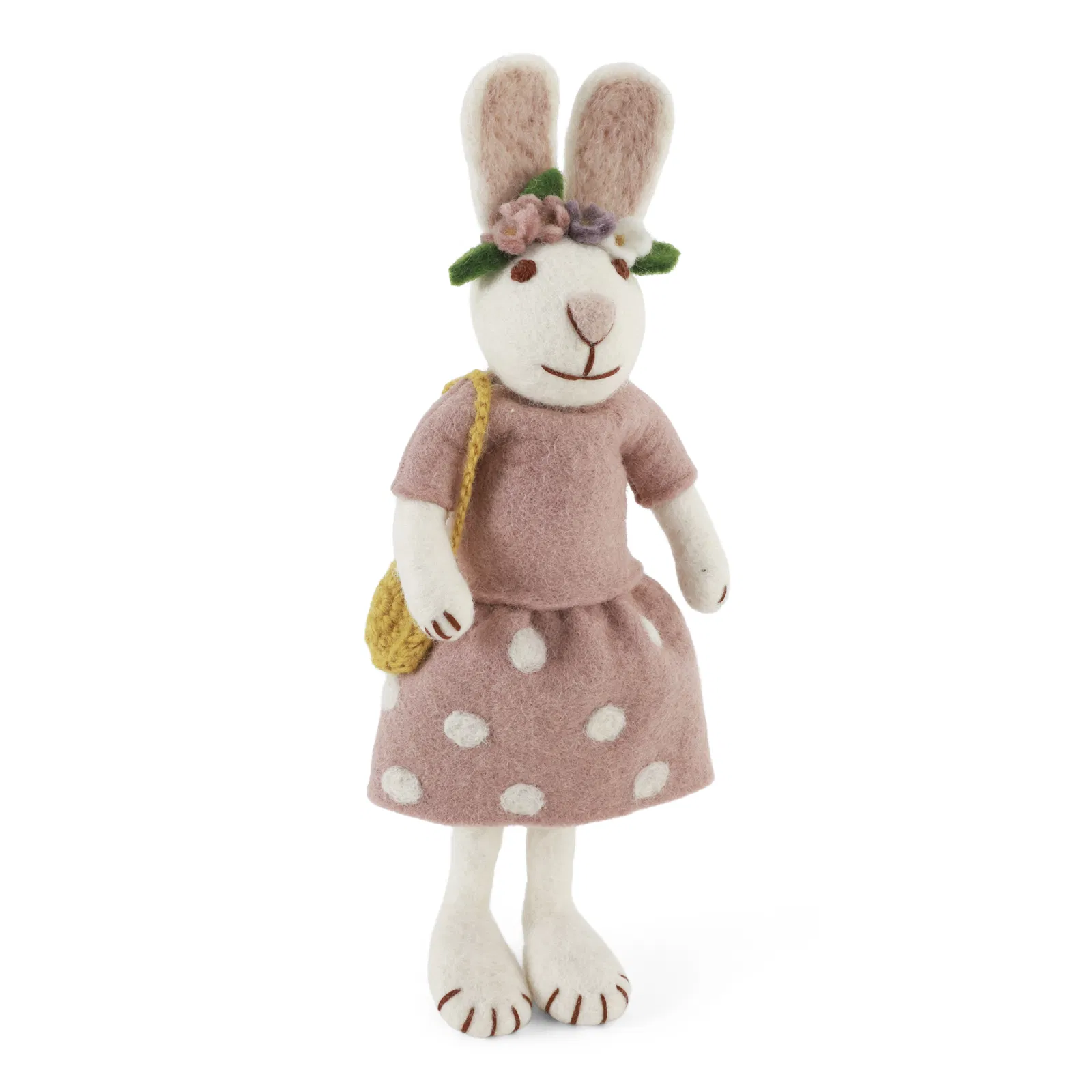 Gry & Sif Hasenfamilie „weißer Hase mit Haarband und Tasche“ H27cm