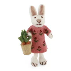 Gry & Sif Hasenfamilie „weißer Hase mit Korb und Karotte“ H12cm