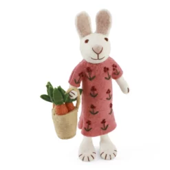 Gry & Sif Hasenfamilie „weißer Hase mit Korb und Karotte“ H27cm