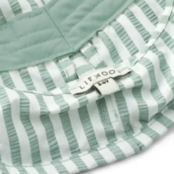 Liewood Kinder-Anglerhut Damona „Stripe Peppermint : Crisp white“, Seersucker, Nackenschutz