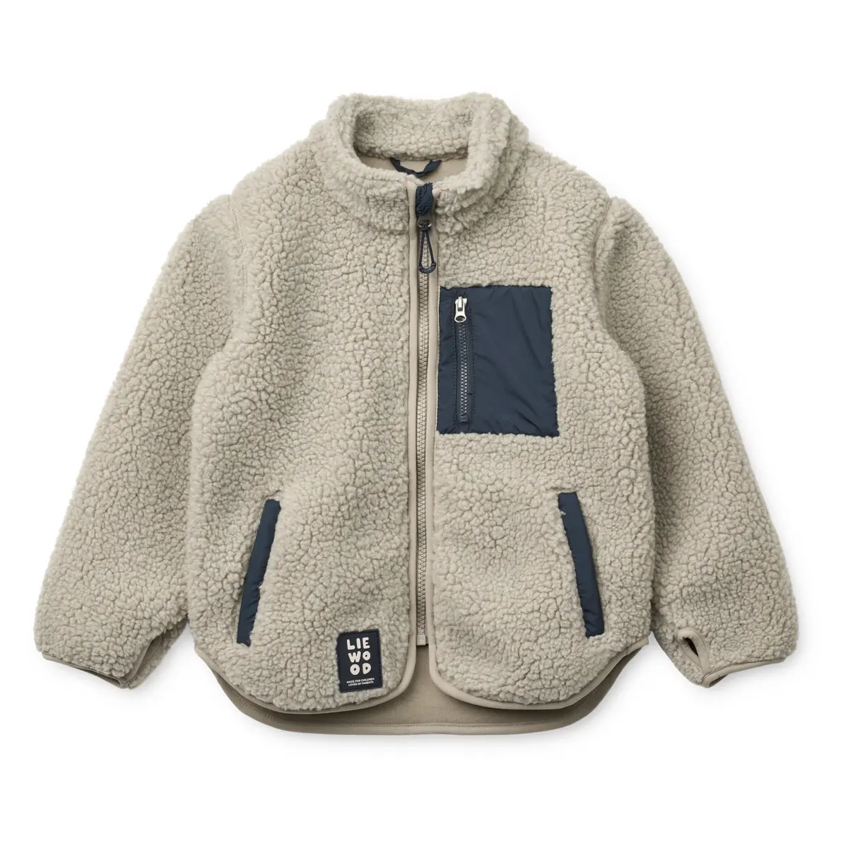 Liewood Nolan Sherpa Jacke für Kinder „Nebelrau“