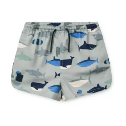 Liewood Aiden Kinder-Badeshorts „Shark / Dove blue“