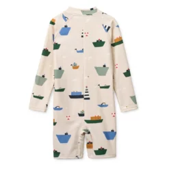 Liewood Max Langarm-Schwimm-Jumpsuit „Sailing / Sandy“, UV 40+