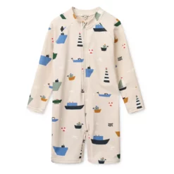Liewood Max Langarm-Schwimm-Jumpsuit „Sailing / Sandy“, UV 40+
