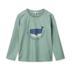 Liewood Noah Langarm-Schwimm-T-Shirt „It comes in waves / Peppermint“, UV 40+