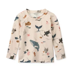 Liewood Noah Langarm-Schwimm-T-Shirt „Sea creature : Sandy“, UV 40+