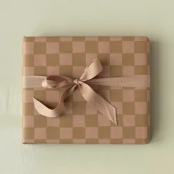 Maileg Geschenkpapier „Kariert Rose / Ocker“, 10m x 55cm
