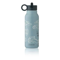 Liewood Falk Edelstahl Trinkflasche „Race cars / Beach blue" 350ml, Medium