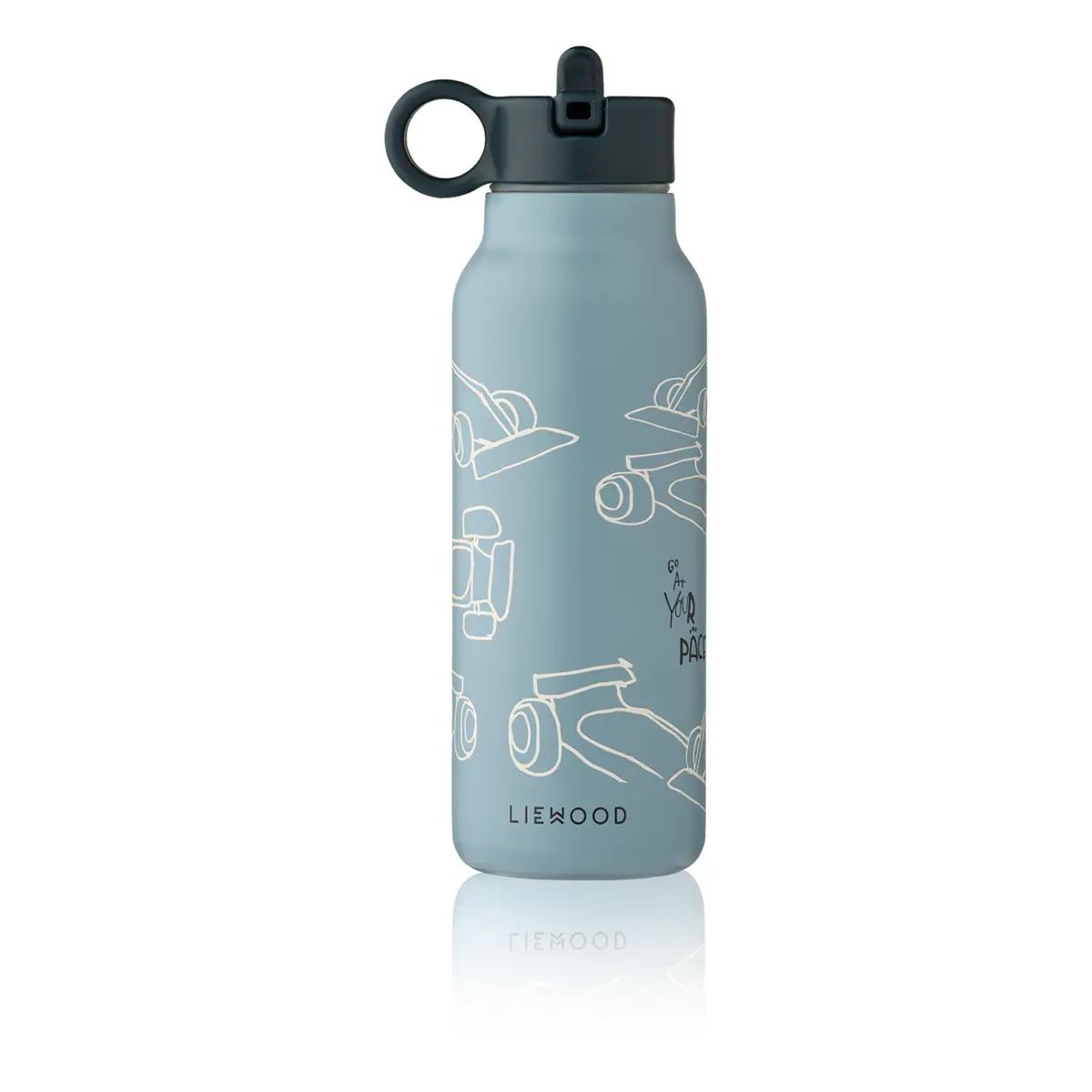 Liewood Falk Edelstahl Trinkflasche „Race cars / Beach blue" 350ml, Medium