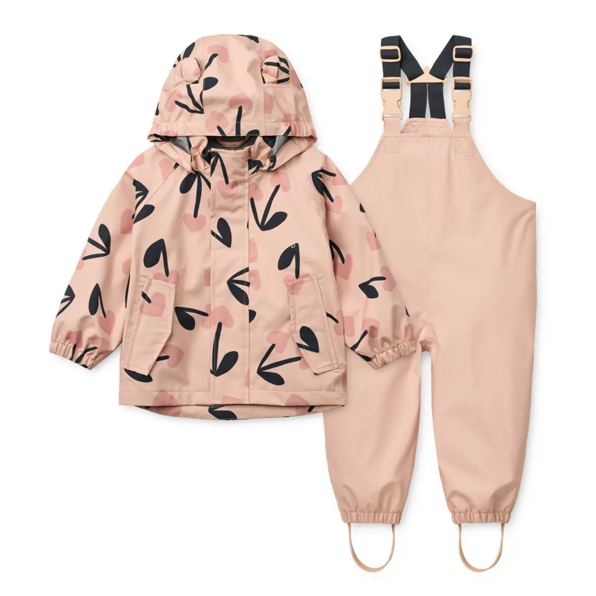 Liewood Softshell Regenbekleidungs-Set Manu „Mega cherry heart/ Rosey mix“