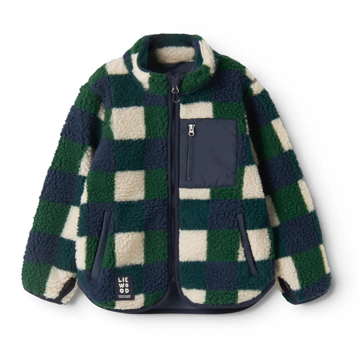 Liewood Nolan Sherpa Jacke für Kinder „Mega Check / Bright garden“
