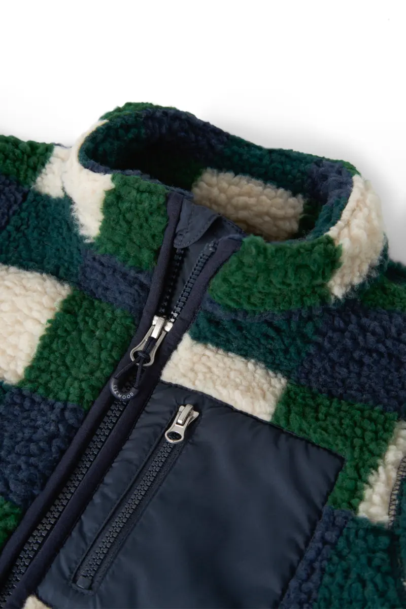 Liewood Nolan Sherpa Jacke für Kinder „Mega Check / Bright garden“