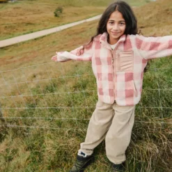 Liewood Nolan Sherpa Jacke für Kinder „Mega Check : Rose blush“