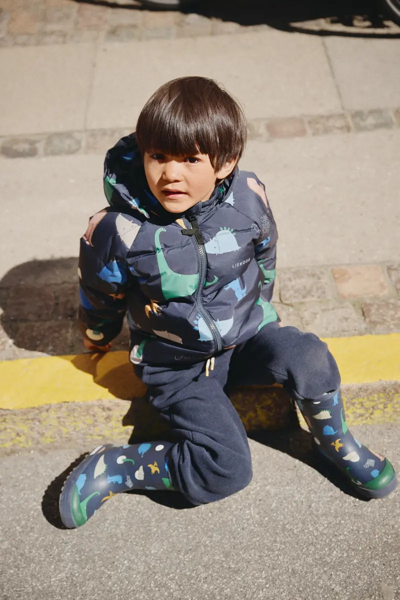 Liewood Polle Daunenjacke für Kinder „Dino roar / Classic navy“