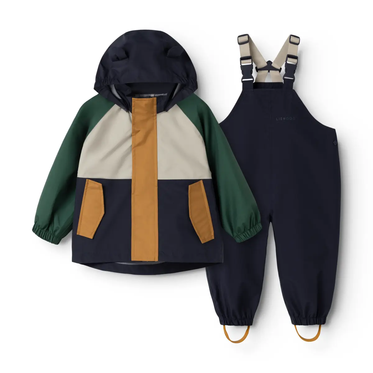 Liewood Softshell Regenbekleidungs-Set Manu „Garden green multi mix“
