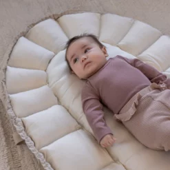 Sebra 3-in-1 Baby Nestchen mit Verdeck „Beige melange“, Bio-Kapokfüllung, L72cm
