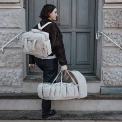 Sebra 3-in-1 Baby Nestchen mit Verdeck „Beige melange“, Bio-Kapokfüllung, L72cm