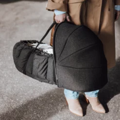 Sebra 3-in-1 Baby Nestchen mit Verdeck „Grey melange“, Bio-Kapokfüllung, L72cm