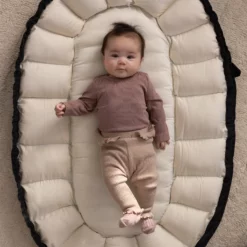 Sebra 3-in-1 Baby Nestchen „Grey melan“, Bio-Kapokfüllung, L72cm
