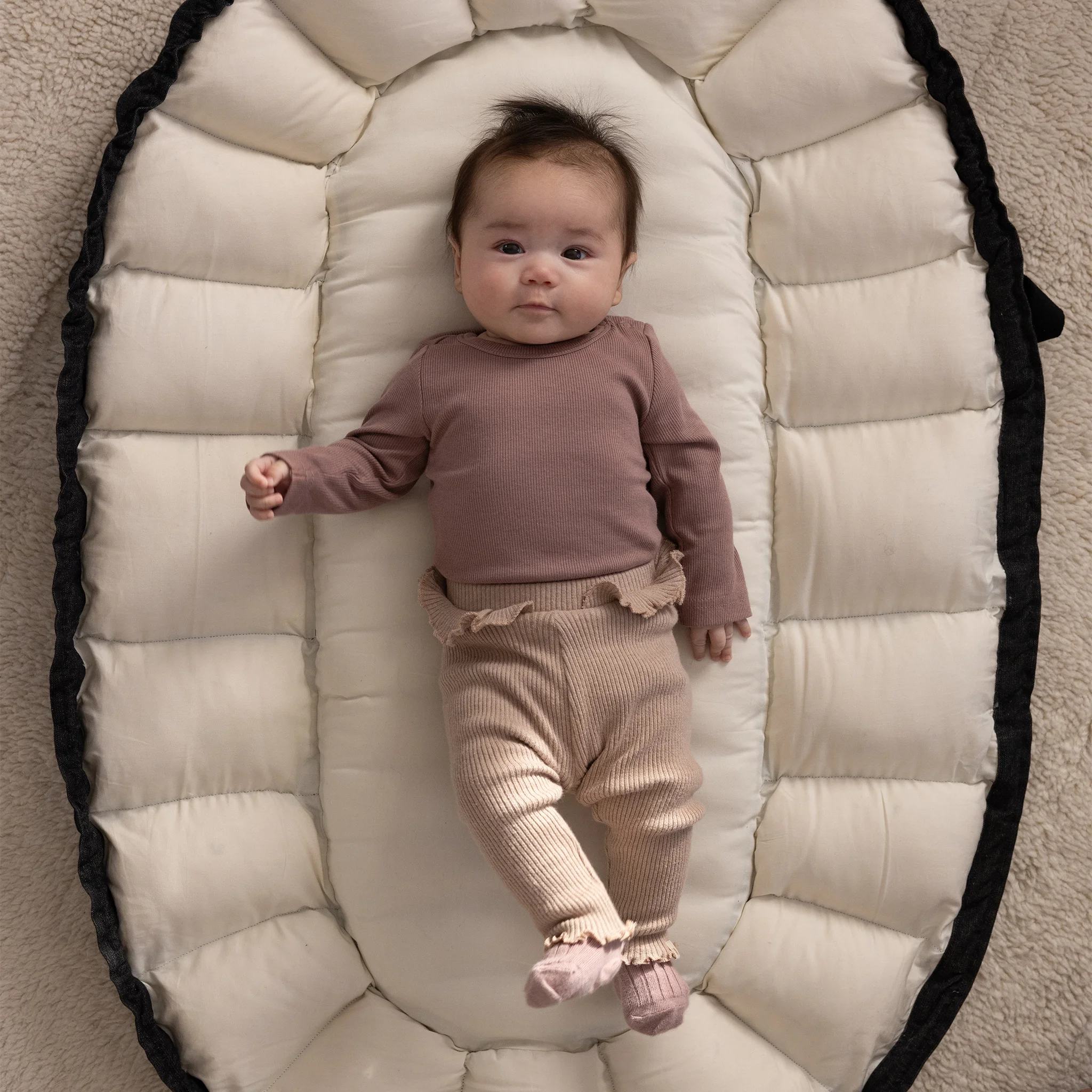 Sebra 3-in-1 Baby Nestchen „Grey melan“, Bio-Kapokfüllung, L72cm