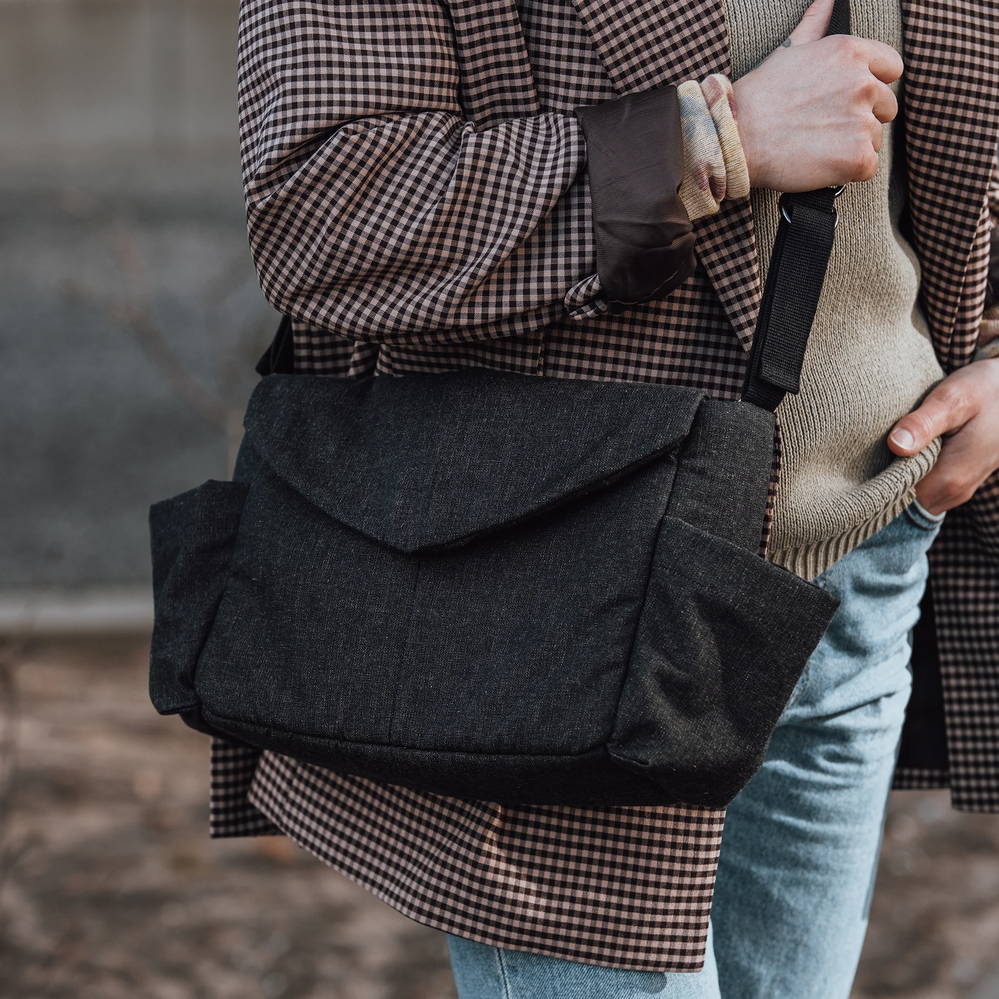 Sebra On-the-go Mini Wickeltasche „dark grey melange“